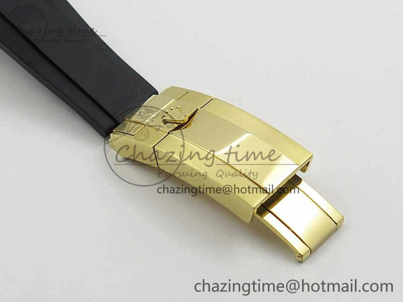 Daytona 116518 Noob 1:1 Best Edition YG Plated 904L SS Case Black Dial on Black Rubber Strap SA4130 V3 (Free Extra Strap)