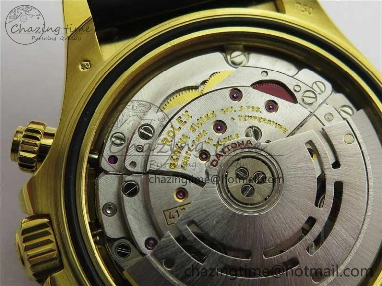 Daytona 116518 Noob 1:1 Best Edition YG Plated 904L SS Case Goid Diamonds Dial on Black Rubber Strap SA4130 V4 (Free Extra Strap)