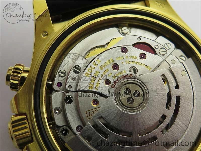 Daytona 116518 Noob 1:1 Best Edition YG Plated 904L SS Case Goid Diamonds Dial on Black Rubber Strap SA4130 V4 (Free Extra Strap)