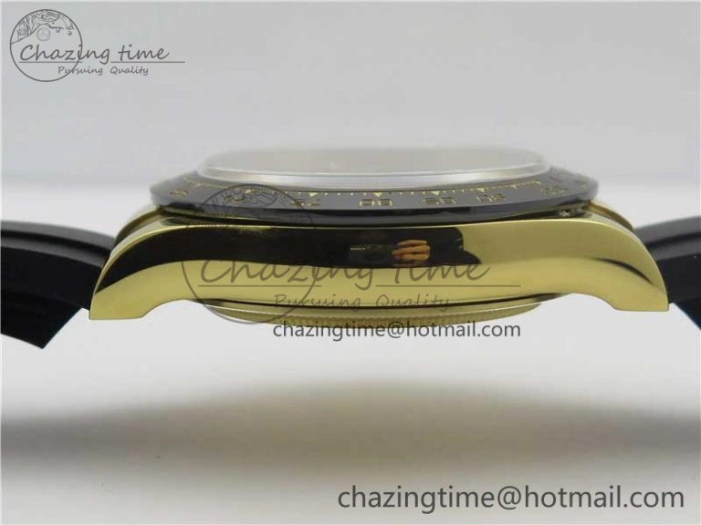 Daytona 116518 Noob 1:1 Best Edition YG Plated 904L SS Case White Dial on Black Rubber Strap SA4130 V3 (Free Extra Strap)