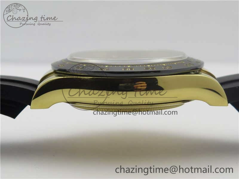Daytona 116518 Noob 1:1 Best Edition YG Plated 904L SS Case White Dial on Black Rubber Strap SA4130 V3 (Free Extra Strap)