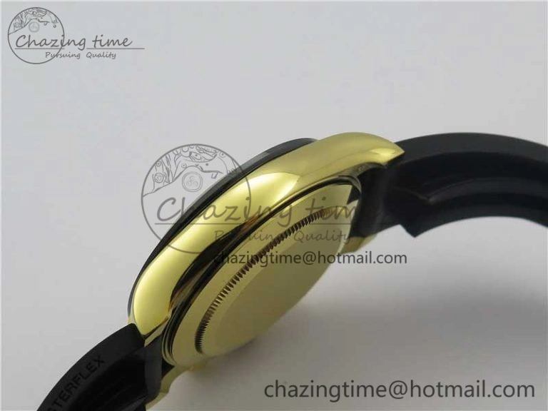 Daytona 116518 Noob 1:1 Best Edition YG Plated 904L SS Case White Dial on Black Rubber Strap SA4130 V3 (Free Extra Strap)