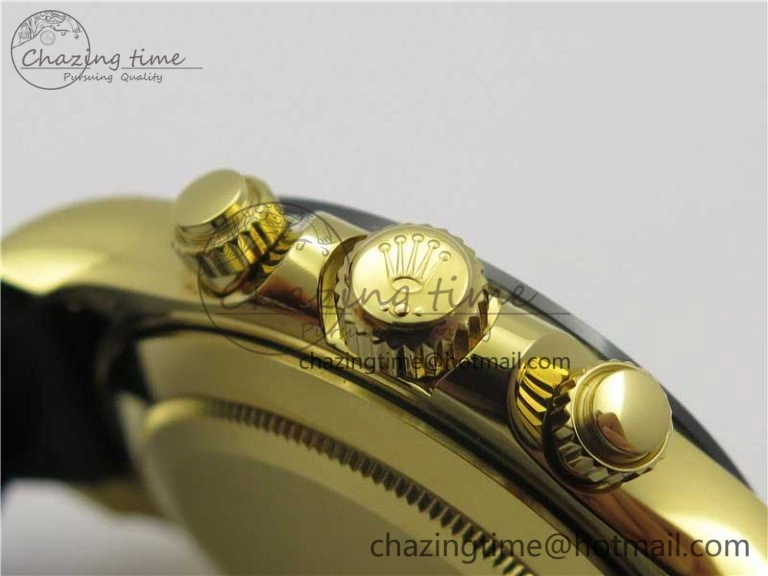 Daytona 116518 Noob 1:1 Best Edition YG Plated 904L SS Case White Dial on Black Rubber Strap SA4130 V3 (Free Extra Strap)