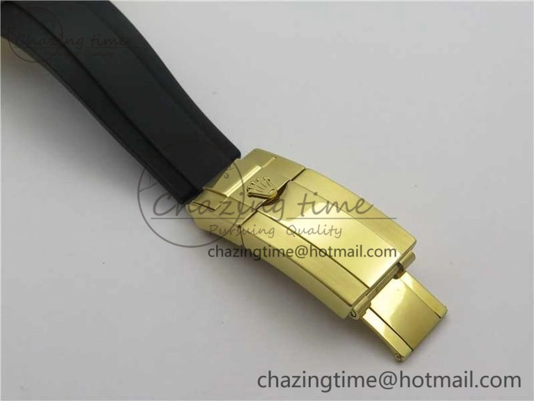 Daytona 116518 Noob 1:1 Best Edition YG Plated 904L SS Case White Dial on Black Rubber Strap SA4130 V3 (Free Extra Strap)