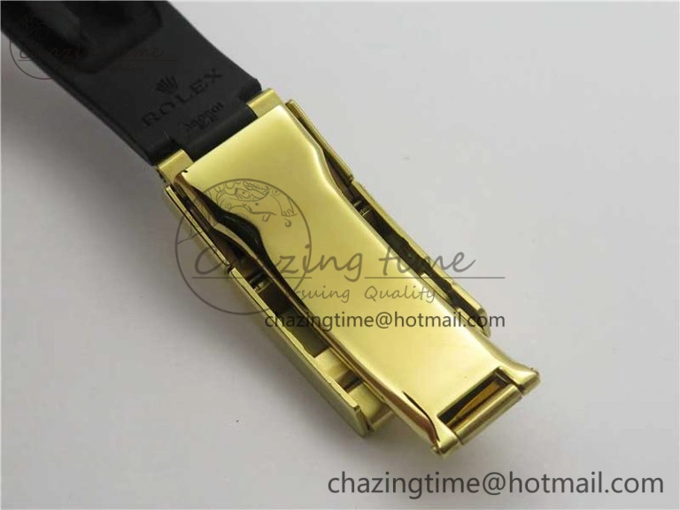 Daytona 116518 Noob 1:1 Best Edition YG Plated 904L SS Case White Dial on Black Rubber Strap SA4130 V3 (Free Extra Strap)