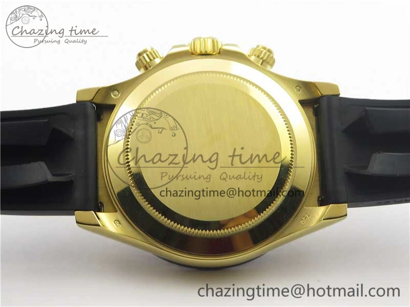 Daytona 116518 Paul Newman Noob 1:1 Best Edition YG Plated 904L SS Case Black Gold Dial on Black Rubber Strap SA4130 V3 (Free Extra Strap)