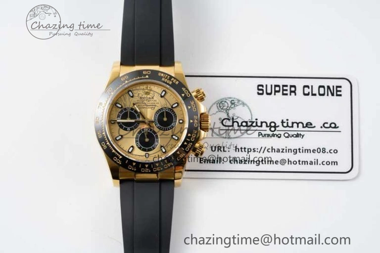 Daytona 116518 QF 1:1 Best Edition YG Dial on Oysterflex Rubber Strap SA4130