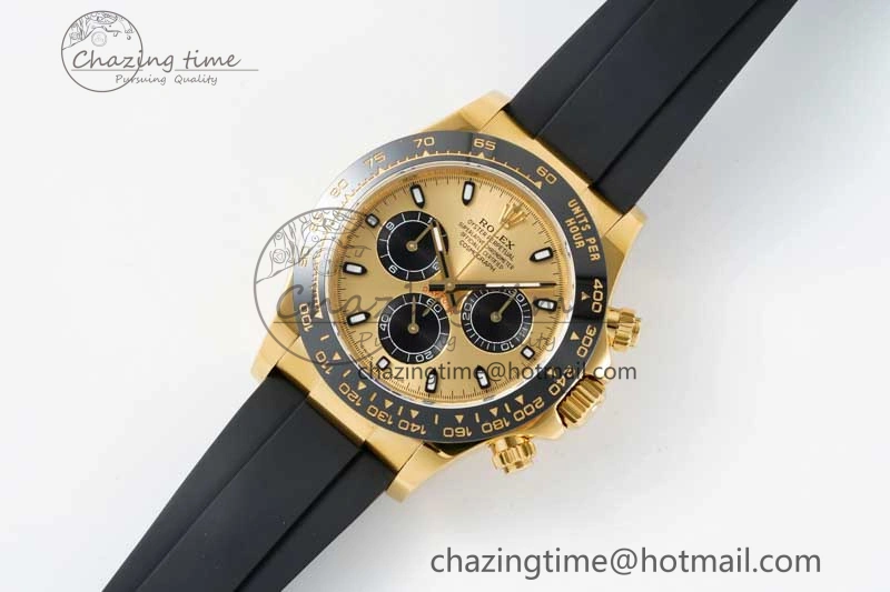 Daytona 116518 QF 1:1 Best Edition YG Dial on Oysterflex Rubber Strap SA4130