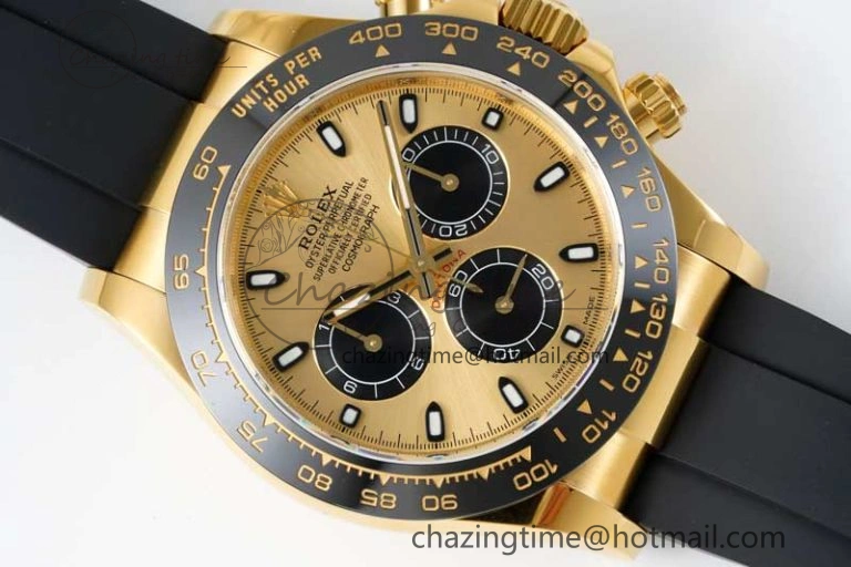 Daytona 116518 QF 1:1 Best Edition YG Dial on Oysterflex Rubber Strap SA4130