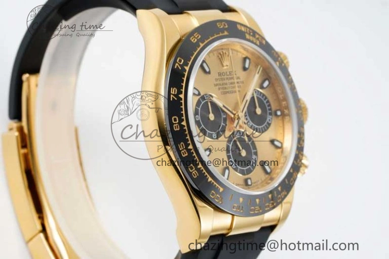 Daytona 116518 QF 1:1 Best Edition YG Dial on Oysterflex Rubber Strap SA4130