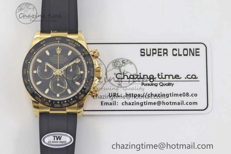 Daytona 116518 TWF 1:1 Best Edition 904L Steel Black Dial on Oysterflex Strap A7750