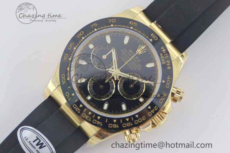 Daytona 116518 TWF 1:1 Best Edition 904L Steel Black Dial on Oysterflex Strap A7750