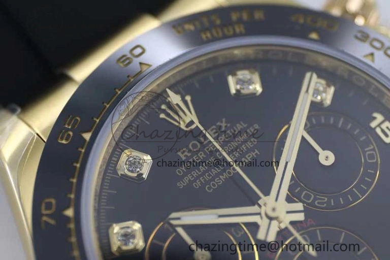 Daytona 116518 TWF 1:1 Best Edition 904L Steel Black Diamonds Dial on Oysterflex Strap A7750