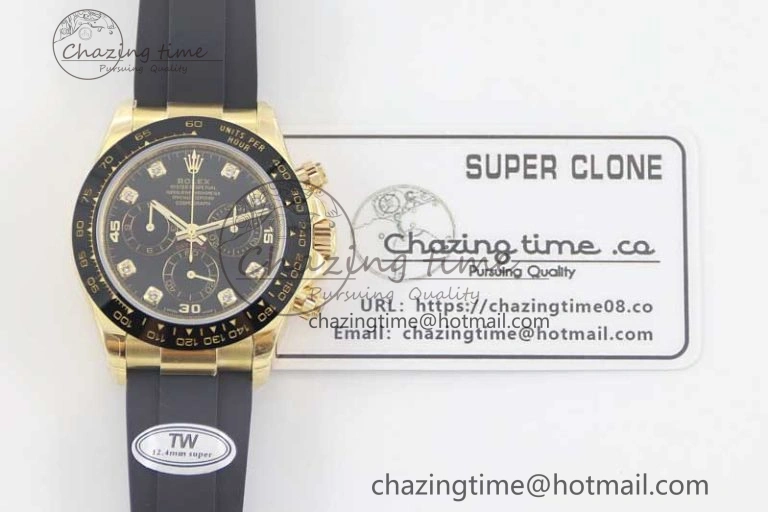 Daytona 116518 TWF 1:1 Best Edition 904L Steel Black Diamonds Dial on Oysterflex Strap A7750
