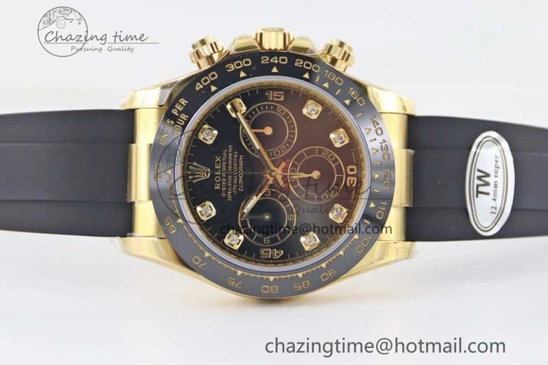 Daytona 116518 TWF 1:1 Best Edition 904L Steel Black Diamonds Dial on Oysterflex Strap A7750