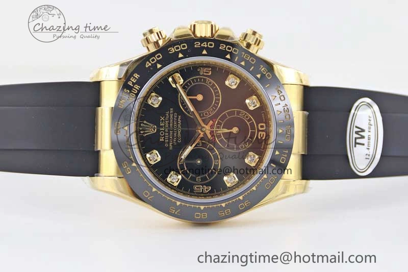 Daytona 116518 TWF 1:1 Best Edition 904L Steel Black Diamonds Dial on Oysterflex Strap A7750