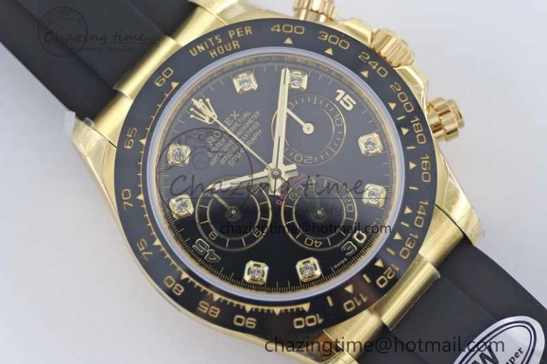 Daytona 116518 TWF 1:1 Best Edition 904L Steel Black Diamonds Dial on Oysterflex Strap A7750