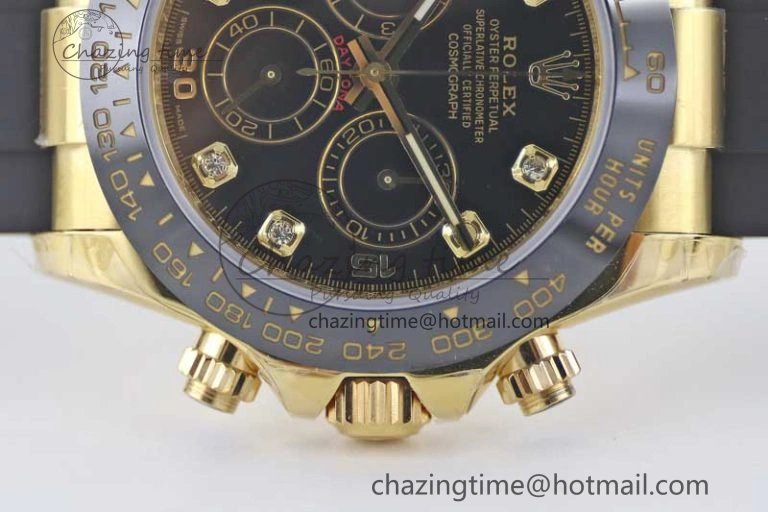 Daytona 116518 TWF 1:1 Best Edition 904L Steel Black Diamonds Dial on Oysterflex Strap A7750