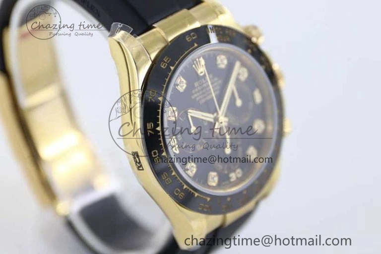 Daytona 116518 TWF 1:1 Best Edition 904L Steel Black Diamonds Dial on Oysterflex Strap A7750