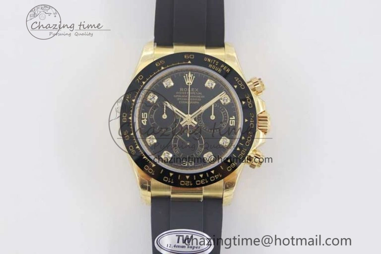 Daytona 116518 TWF 1:1 Best Edition 904L Steel Black Diamonds Dial on Oysterflex Strap A7750