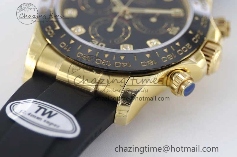 Daytona 116518 TWF 1:1 Best Edition 904L Steel Black Diamonds Dial on Oysterflex Strap A7750
