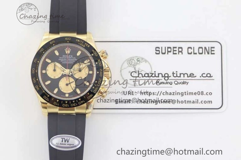 Daytona 116518 TWF 1:1 Best Edition 904L Steel Black Gold Dial on Oysterflex Strap A7750