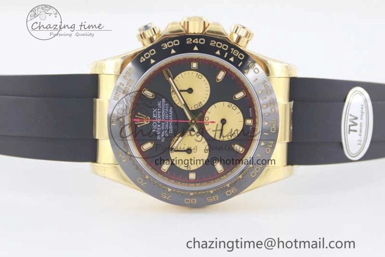 Daytona 116518 TWF 1:1 Best Edition 904L Steel Black Gold Dial on Oysterflex Strap A7750