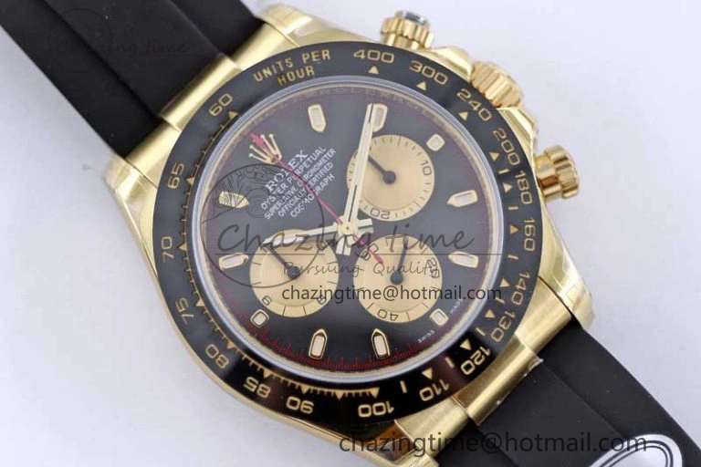 Daytona 116518 TWF 1:1 Best Edition 904L Steel Black Gold Dial on Oysterflex Strap A7750
