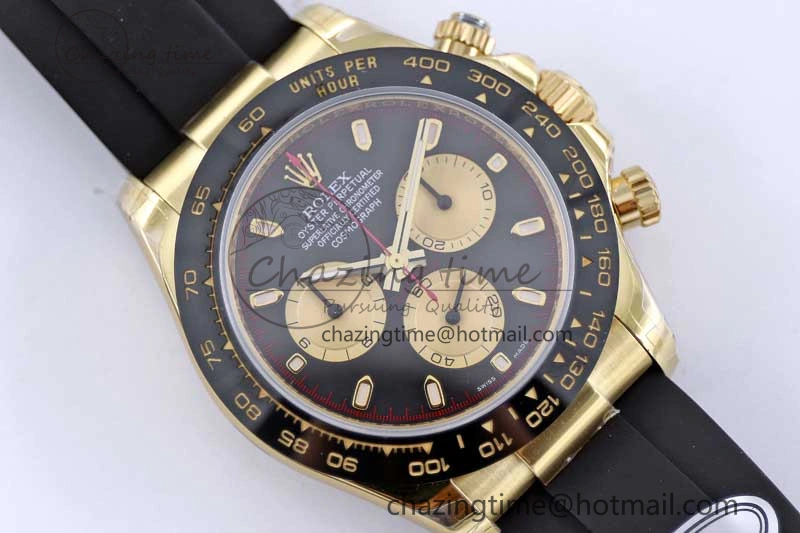 Daytona 116518 TWF 1:1 Best Edition 904L Steel Black Gold Dial on Oysterflex Strap A7750