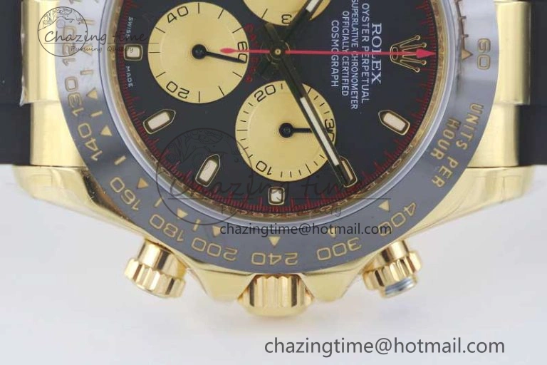 Daytona 116518 TWF 1:1 Best Edition 904L Steel Black Gold Dial on Oysterflex Strap A7750