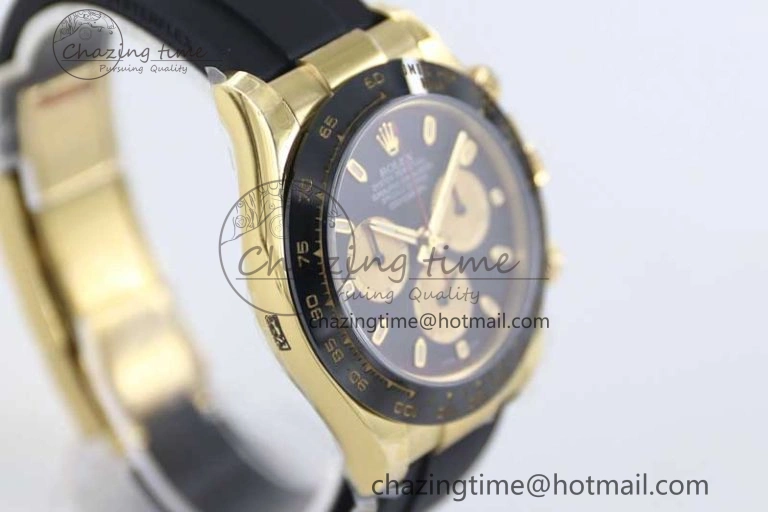 Daytona 116518 TWF 1:1 Best Edition 904L Steel Black Gold Dial on Oysterflex Strap A7750