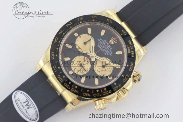 Daytona 116518 TWF 1:1 Best Edition 904L Steel Black Gold Dial on Oysterflex Strap A7750