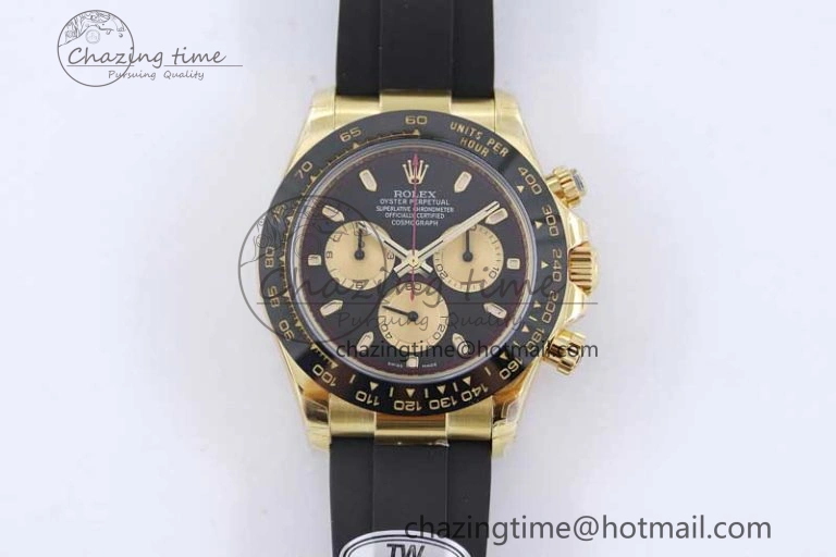 Daytona 116518 TWF 1:1 Best Edition 904L Steel Black Gold Dial on Oysterflex Strap A7750