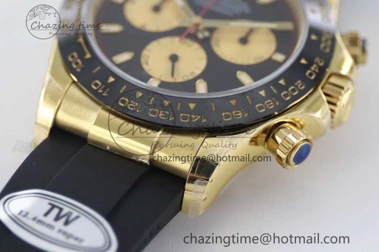 Daytona 116518 TWF 1:1 Best Edition 904L Steel Black Gold Dial on Oysterflex Strap A7750