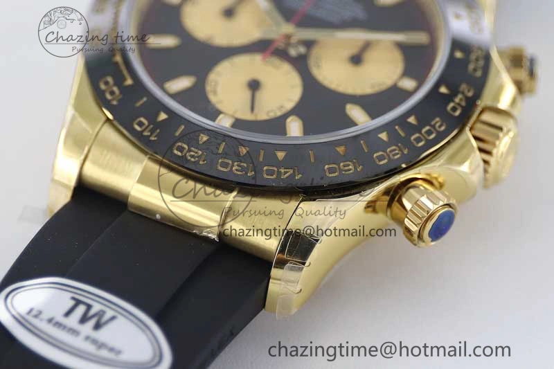 Daytona 116518 TWF 1:1 Best Edition 904L Steel Black Gold Dial on Oysterflex Strap A7750