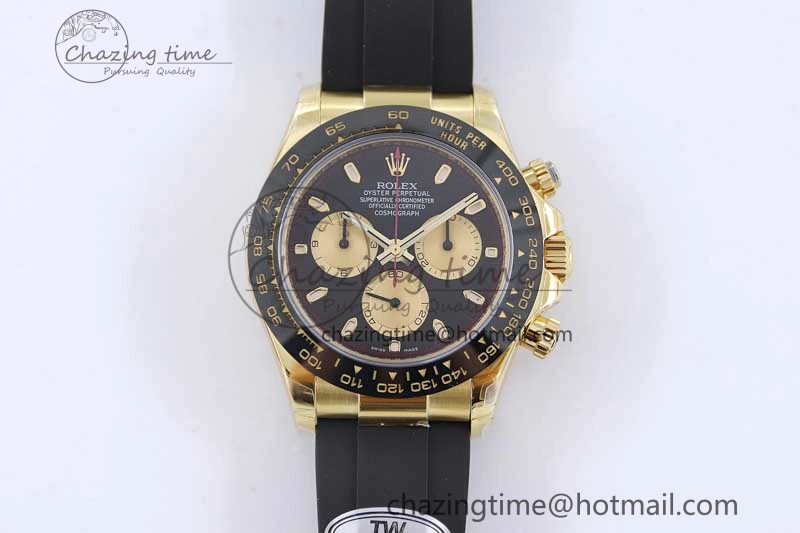 Daytona 116518 TWF 1:1 Best Edition 904L Steel Black Gold Dial on Oysterflex Strap A7750
