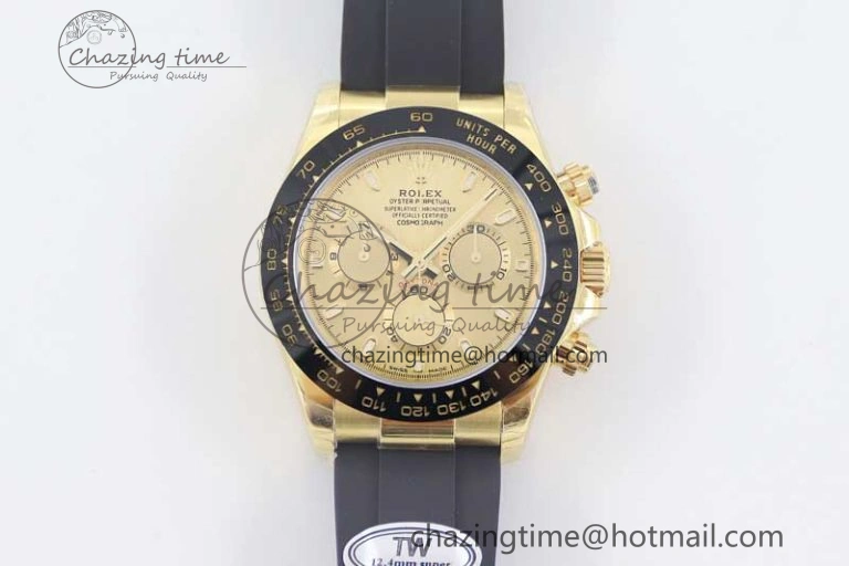 Daytona 116518 TWF 1:1 Best Edition 904L Steel YG Dial on Oysterflex Strap A7750