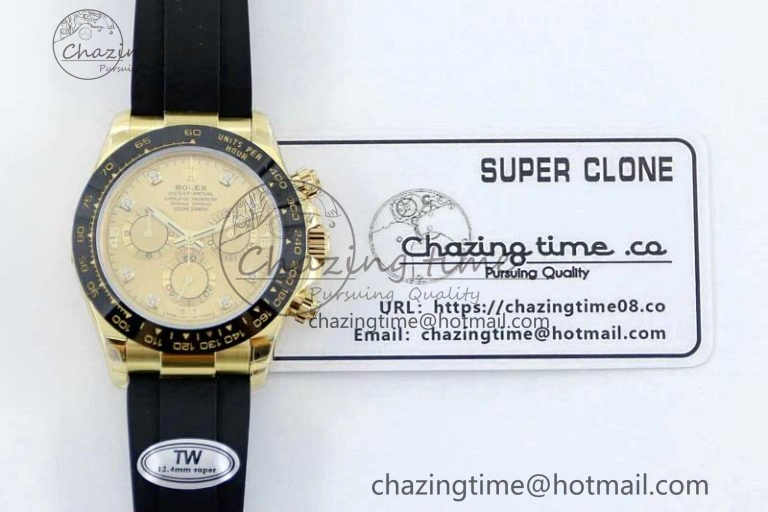 Daytona 116518 TWF 1:1 Best Edition 904L Steel YG Diamonds Dial on Oysterflex Strap A7750