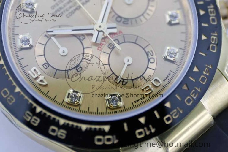 Daytona 116518 TWF 1:1 Best Edition 904L Steel YG Diamonds Dial on Oysterflex Strap A7750