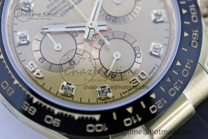 Daytona 116518 TWF 1:1 Best Edition 904L Steel YG Diamonds Dial on Oysterflex Strap A7750