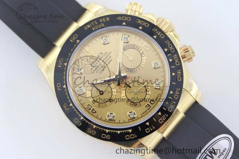 Daytona 116518 TWF 1:1 Best Edition 904L Steel YG Diamonds Dial on Oysterflex Strap A7750