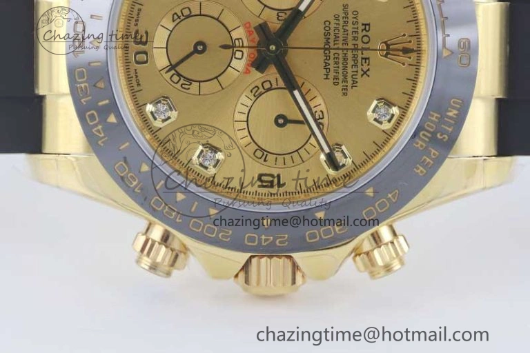 Daytona 116518 TWF 1:1 Best Edition 904L Steel YG Diamonds Dial on Oysterflex Strap A7750