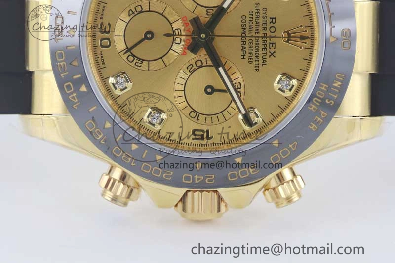 Daytona 116518 TWF 1:1 Best Edition 904L Steel YG Diamonds Dial on Oysterflex Strap A7750