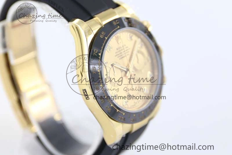Daytona 116518 TWF 1:1 Best Edition 904L Steel YG Diamonds Dial on Oysterflex Strap A7750