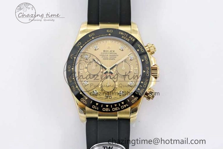 Daytona 116518 TWF 1:1 Best Edition 904L Steel YG Diamonds Dial on Oysterflex Strap A7750