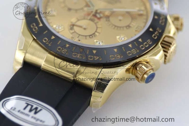 Daytona 116518 TWF 1:1 Best Edition 904L Steel YG Diamonds Dial on Oysterflex Strap A7750