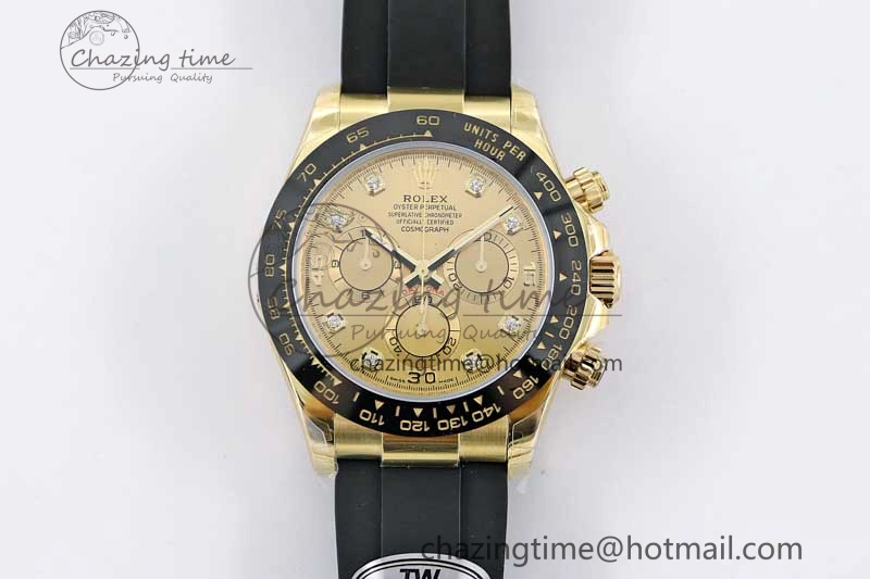 Daytona 116518 TWF 1:1 Best Edition 904L Steel YG Diamonds Dial on Oysterflex Strap A7750
