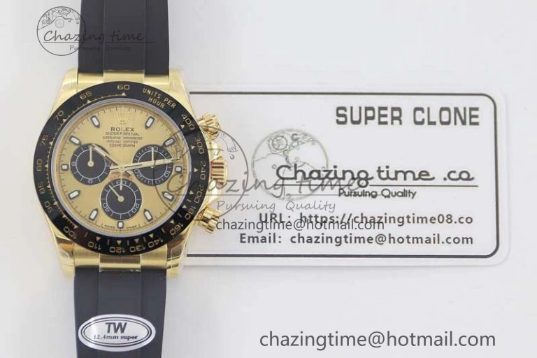 Daytona 116518 TWF 1:1 Best Edition 904L Steel YG Black Dial on Oysterflex Strap A7750