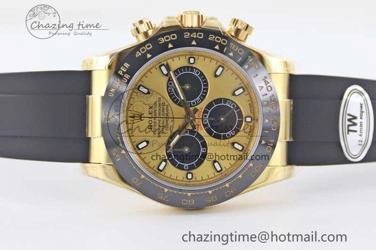 Daytona 116518 TWF 1:1 Best Edition 904L Steel YG Black Dial on Oysterflex Strap A7750
