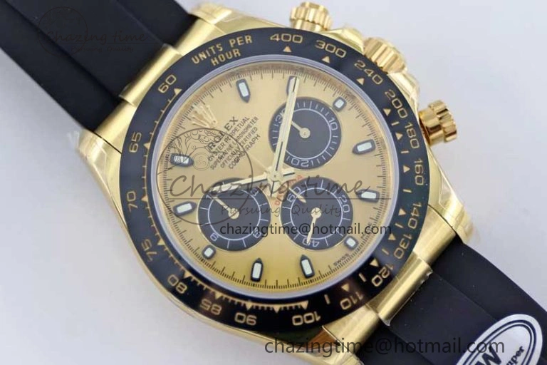 Daytona 116518 TWF 1:1 Best Edition 904L Steel YG Black Dial on Oysterflex Strap A7750